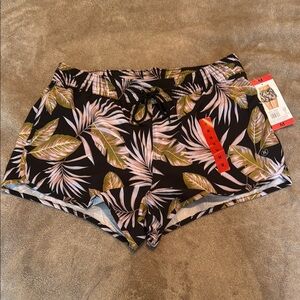 Hurley Black Leaf Print Athletic Shorts